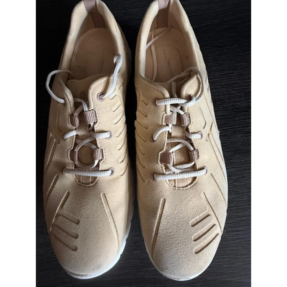 Rockport Womens Sneaker Tan Beige AdiPRENE Lace Up Walking Shoe Size 9